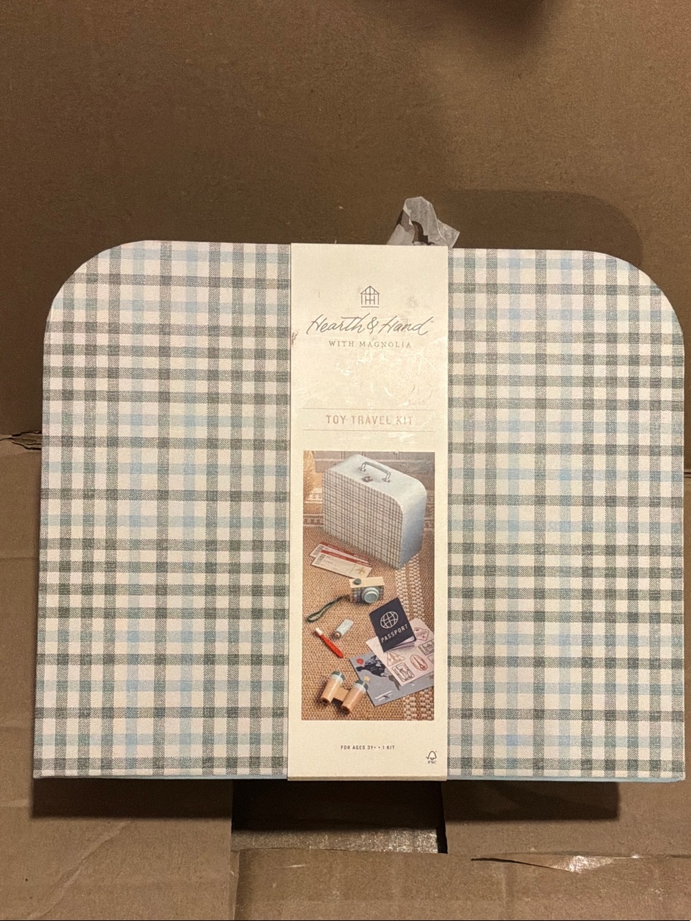 Hearth & Hand Blue and White Gingham toy travel Case kit